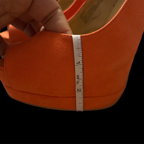 Coral Orange Peep Toe Heels - Picture 7 of 8